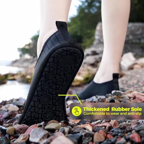 1 Pair Unisex Quick-Dry Aqua Socks - Barefoot Water Shoes with Anti-Slip Sole for Beach/Yoga/Surfing, Lightweight Swim Shoes (Reef/Boating/Pool Use)