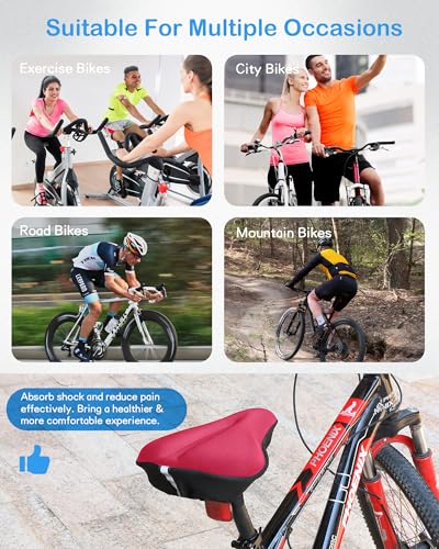 Red Gel Bicycle Seat Cover Cushion for Women and Men