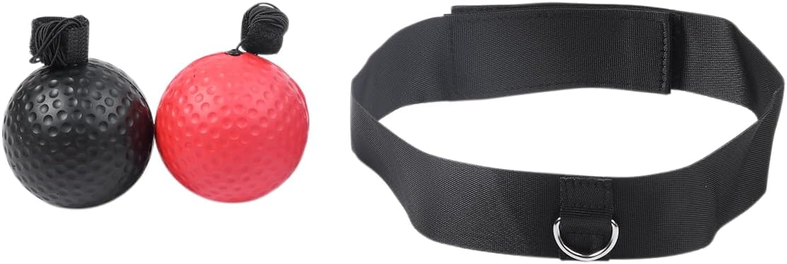 2 Balls (Black & Red) for Reflex Training and Boxing Practice, Boxing Reaction Speed Training Balls with Black Nylon Headband