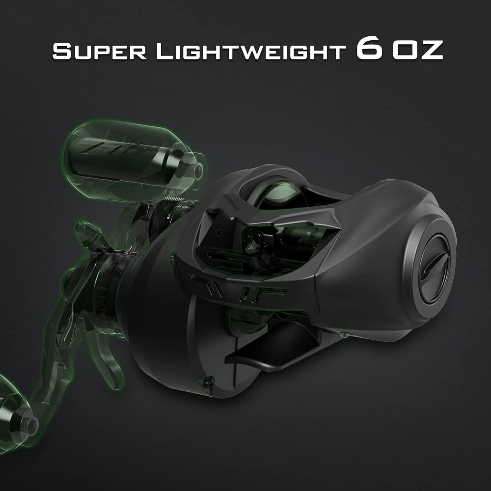 KastKing Spartacus II Baitcasting Fishing Reel, 6oz Ultralight, Super Smooth with 17.6 LB Carbon Fiber Drag, 7.2:1 Gear Ratio, 39mm Palm Perfect Lower Profile Design,Stryker Green,Right Handed