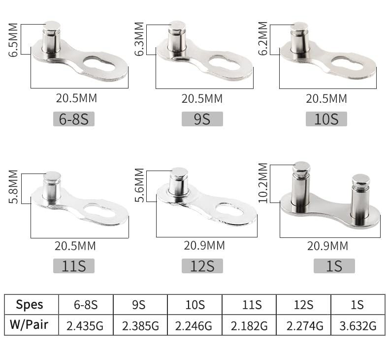 10 Pairs Bicycle Missing Link Universal 1/6/7/8-Speed Bicycle Chain Quick Link Versatile for MTB Road Bike Bicycle Casual Rides (6/7/8 Speed Silver)