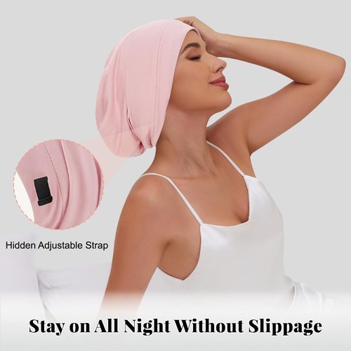 Kafteri Satin Lined Bonnet for Sleeping, Adjustable Hair Bonnets with Stretch Band, Slouchy Bonnet for Curly Hair
