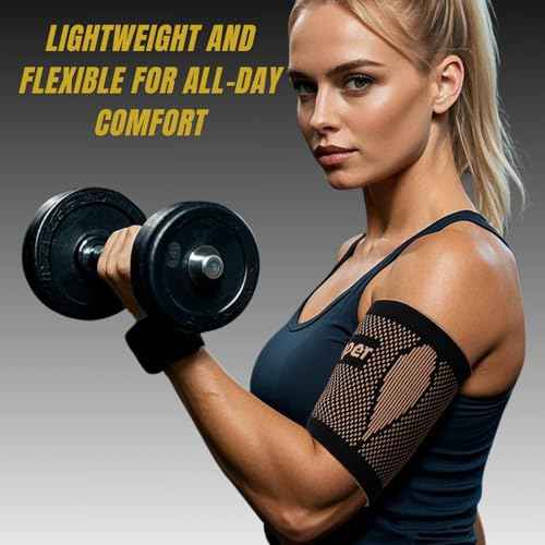 Bicep Compression Sleeve,Bicep Brace,Copper Arm Support for Weightlifting, Pain Relief,Upper Arm Brace for Men Women