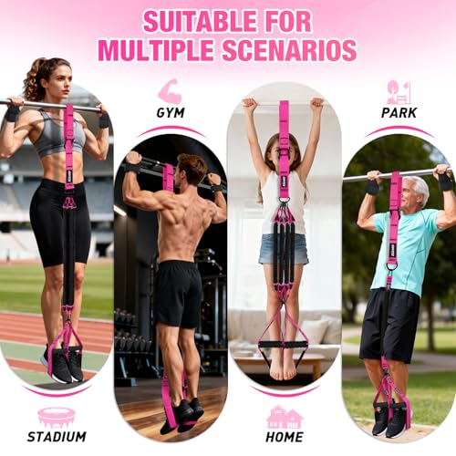Purple Resistance Bands for Pull Up Assistance - Heavy Duty Exercise Set with Handles & Door Anchor