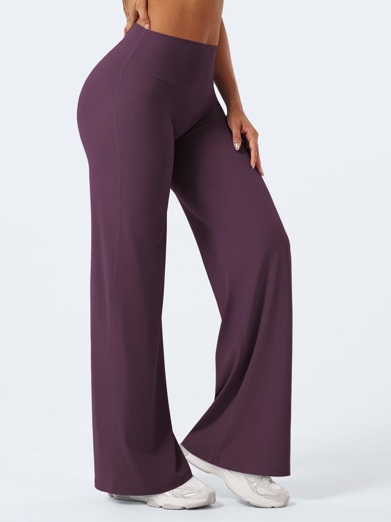 YEOREO Workout Leggings Womens No Front Seam Straight Leggings 31.5" High Waist Buttery Eddiy Gym Yoga Pants Black Berry Purple XL
