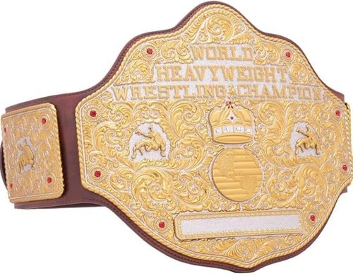 TRUESAGAUSA 4mm Dual Plate Big Gold Heavyweight Wrestling Title Belt Class One Replica Leather Strap Great Gift to Your DaD (Brown Strap)