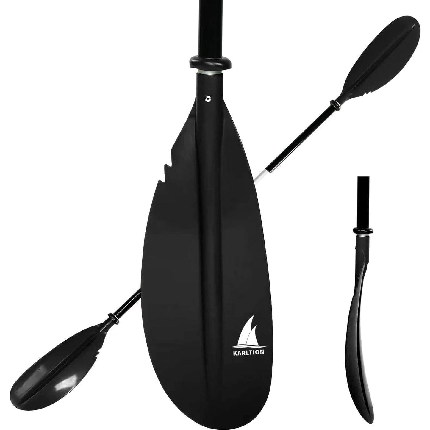 Karltion Kayak Paddle - Adjustable 2 Pieces Aluminum Alloy Shaft with Glass Fiber Blade for Surfing,Oar Fishing Easy Packable Travel- Black