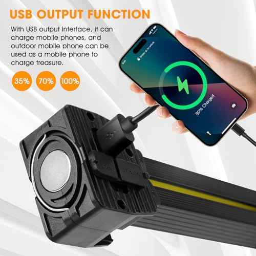 Magnetic Gym Lamp for Posing, Portable Magnet LED Flashlight with Hanging Hook, 7th Gear Dimming & 180 Degree Folding, Handheld USB Rechargeable Power Bank Camping Light