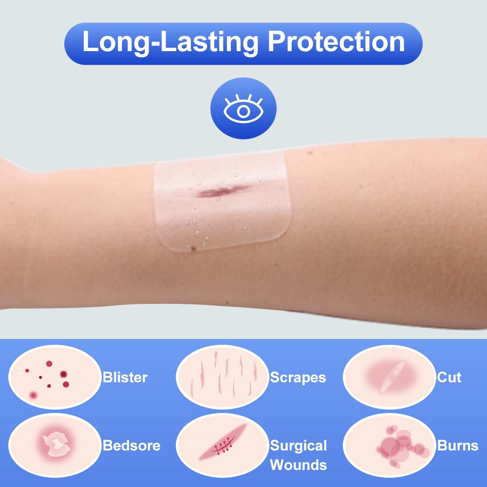 Niceful 10 Count Hydrocolloid Bandages Large, 2" x 4" Hydrocolloid Wound Dressing Extra Thin for Light Exudate, Hydrocolloid Gel Bandages Fast Healing