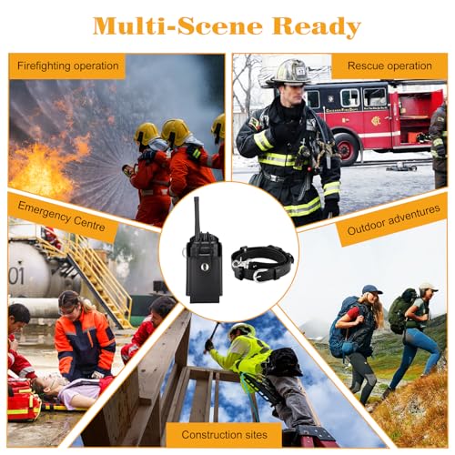 Black Leather Firefighter Radio Holster Set with Anti-Sway Strap for Motorola APX Series