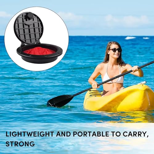 8-Inch Deck Hatch Plate Kit for Boat Kayak with Storage Bag and Fasteners - Black