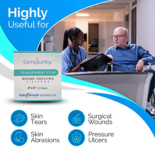 Transparent Silicone Wound Dressing Waterproof 4x5 Inches - Sensitive Skin Medical Pad