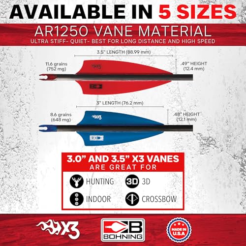 Bohning X3 Vane 3.5-Inch Arrow Fletching - White / 36 Pack