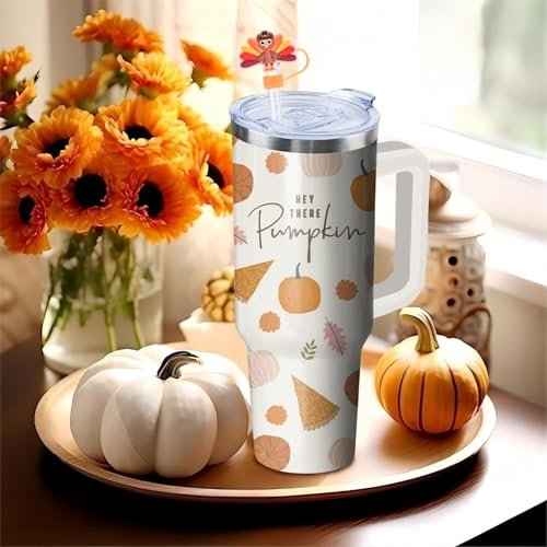 12pcs Fall Straw Toppers for Stanley Cup Thanksgiving Autumn Straw Covers 10mm Silicone Drinking Tip Covers for Stanley Cup Accessories