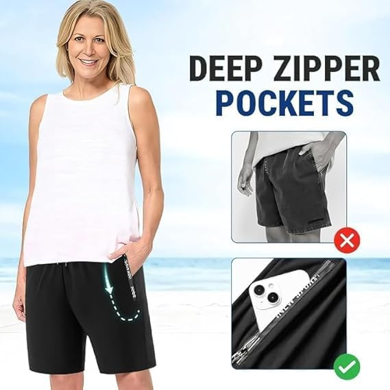 ICY Shorts - Airyflex Iced Active Silk Cooling Stretch Quick Drying Shorts for Senior Women Over 50 (US, Alpha, Large, Regular, Regular, Black)