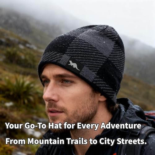 100% Waterproof Windproof Beanie Hat - Fleece Lined Skull Cap for Men & Women Warm Winter Knit Cap for Hiking, Skiing.