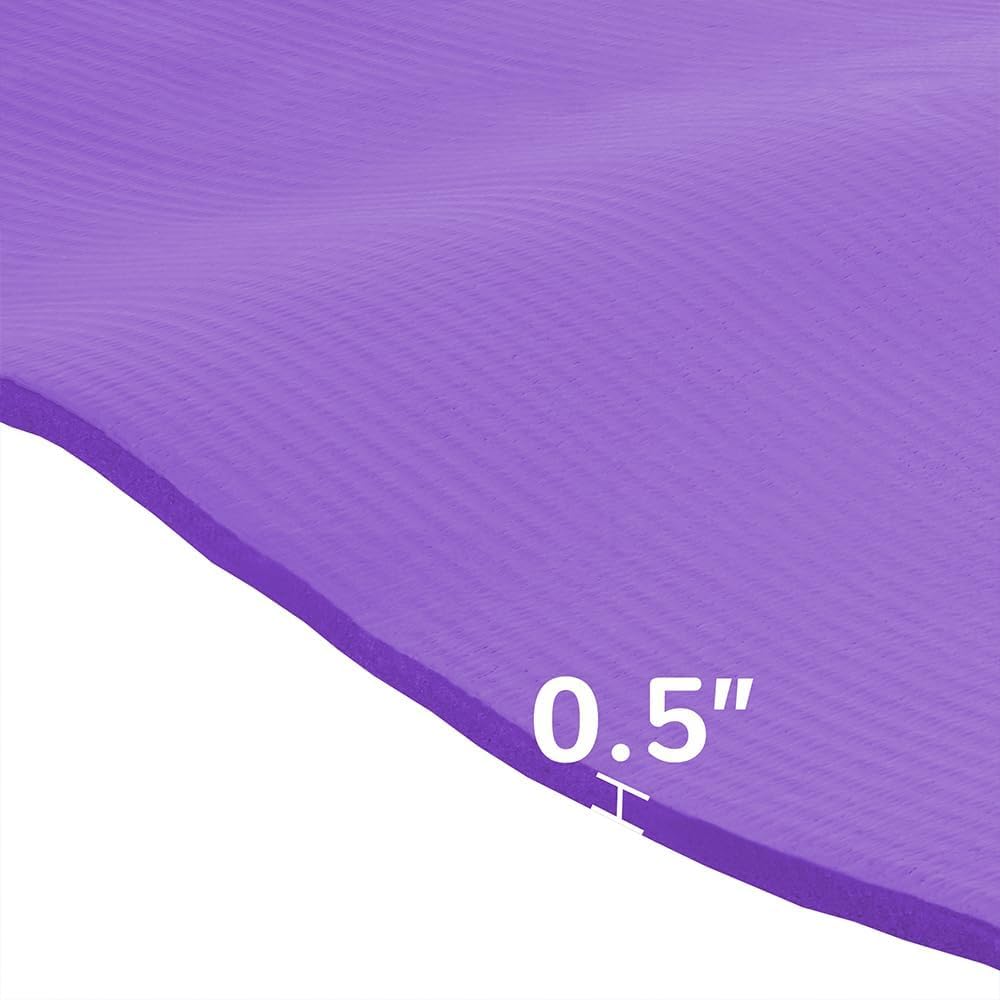 1/2-Inch Extra Thick High Density Anti-Tear Exercise Yoga Mat with Carrying Strap, Multiple Colors