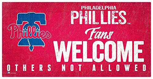 Philadelphia Phillies Welcome Sign - Team Color Wood Sign for Fans, 6 x 12