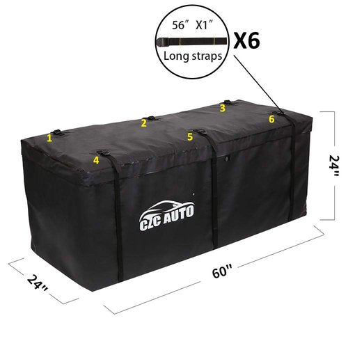 CZC AUTO Hitch Cargo Carrier Bag, 20 cu. ft Waterproof/Rainproof/Weatherproof Cargo Traveling Bag for Car Truck SUV Vans' Hitch Trays and Hitch Baskets, Safe Steady Durable Soft, Black