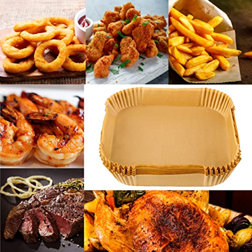 7.9 Inch Non-Stick Disposable Air Fryer Liners - 100 Pcs for Square Basket