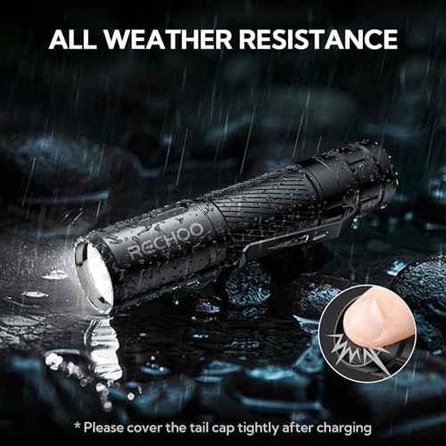 RECHOO Flashlight Rechargeable 2 Pack, 500 Lumens, 3 Lighting Modes & Zoomable, Small Tactical Torch Light for EDC and Emergency, Water Resistant, Duable, Included Pocket Clip & Lanyard
