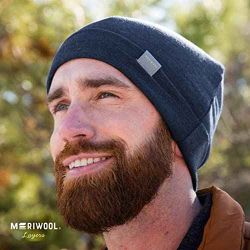 MERIWOOL Unisex Merino Wool Cuff Beanie Winter Hat for Men and Women