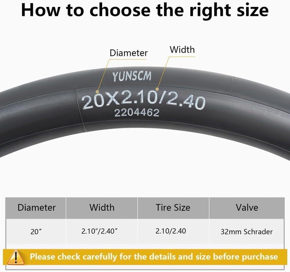 2-PCS 20" Heavy Duty Bike Tire Tubes 20x2.10/2.40 Schrader Valve (52/62-406) 20 Bicycle Inner Tubes Compatible with 20x2.10 20x2.125 20x2.20 20x2.25 20x2.3 20x2.35 20x2.4 Tire Tubes