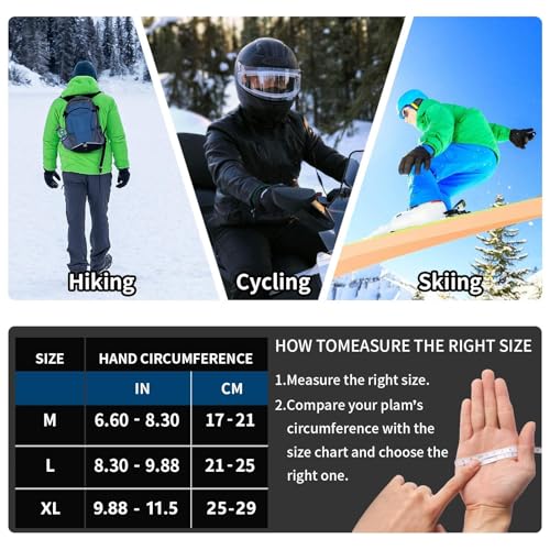 Winter Gloves For Men Women- Thermal Fleece Lined Touchscreen Gloves With Anti-Slip Grip For Skiing/Cycling/Hiking, Elastic Cuff Design