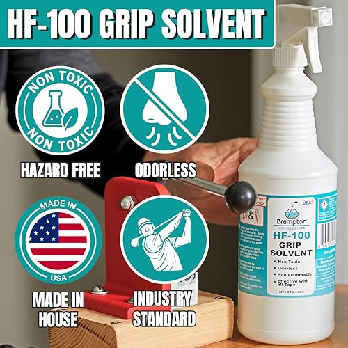 Brampton HF-100 Premium Golf Grip Solvent for Regripping Golf Clubs and Golf Grip Repair - Shake and Spray Golf Grip Solution - Non-Toxic, Non-Flammable, and Odorless Golf Grip Solvent (32oz)