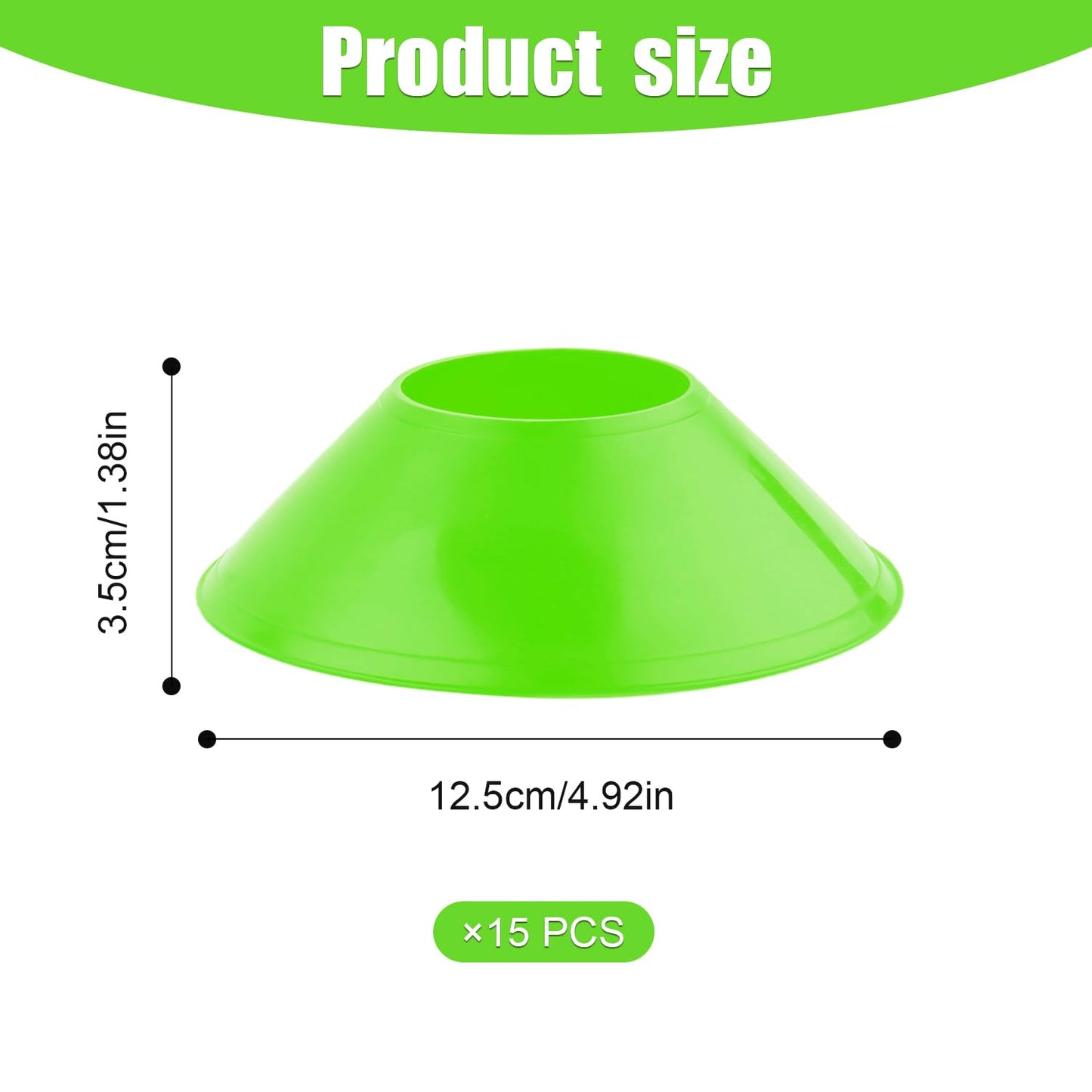 15pcs Soccer Cones for Sports Training, Mini Football Cones Flexible Agility Sports Cones Training Cones for Football Basketball Running Drills Sports Games Field Cone Markers Kids Practice (Green)