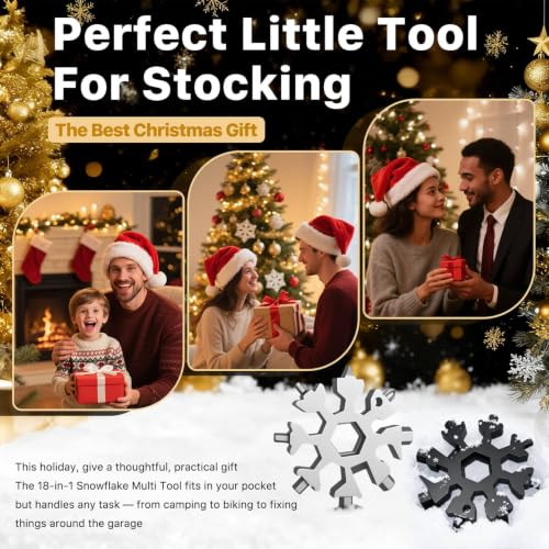 Snowflake Multi Tool 2 Pack - Silver & Black Starry Sky 18-in-1 EDC Gift