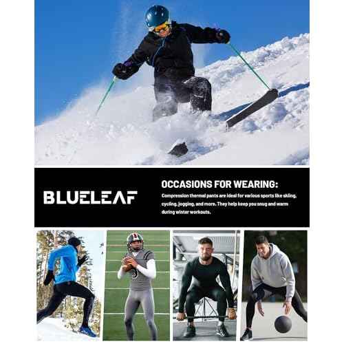 Blueleaf Men's Thermal Compression Pants Fleece Lined Athletic Tights Leggings Sports Base Layer Bottoms Cold Weather Gear