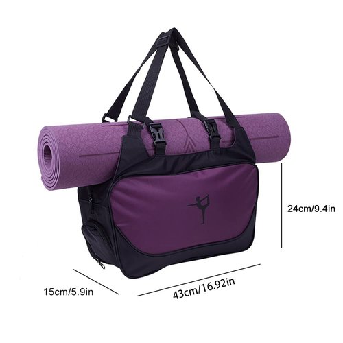 RiToEasysports Water Proof Yoga Mat Bag, Large Capacity Sport Handbag with Viscose Design Shoulder Strap for Yoga (Purple)