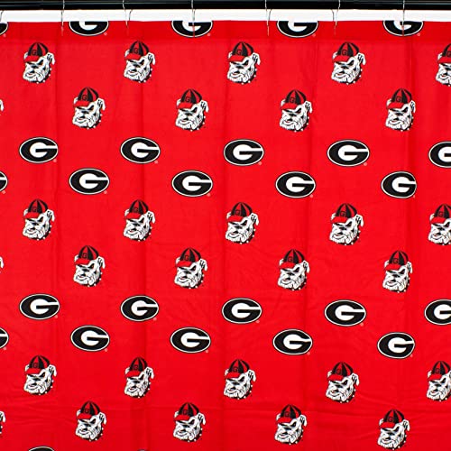 Georgia Bulldogs Shower Curtain Cover - Bright and Colorful 70 x 72 Inches with Buttonholes