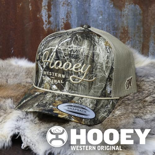 HOOEY OG Adjustable Snapback Trucker Hat - Mesh Back, Rope Detail, OSFA, Camo/Tan