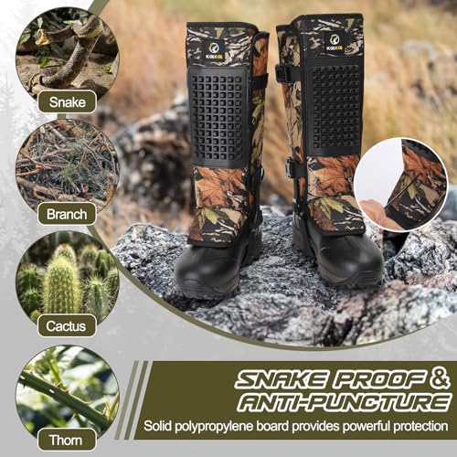 Kalkal Snake Gaiters, 1200D Waterproof Snake Chaps Snake Gaiters for Men Women, Adjustable Snake Bite Protection Snake Guards for Legs Men, Snake Proof Gaiters for Hiking Hunting