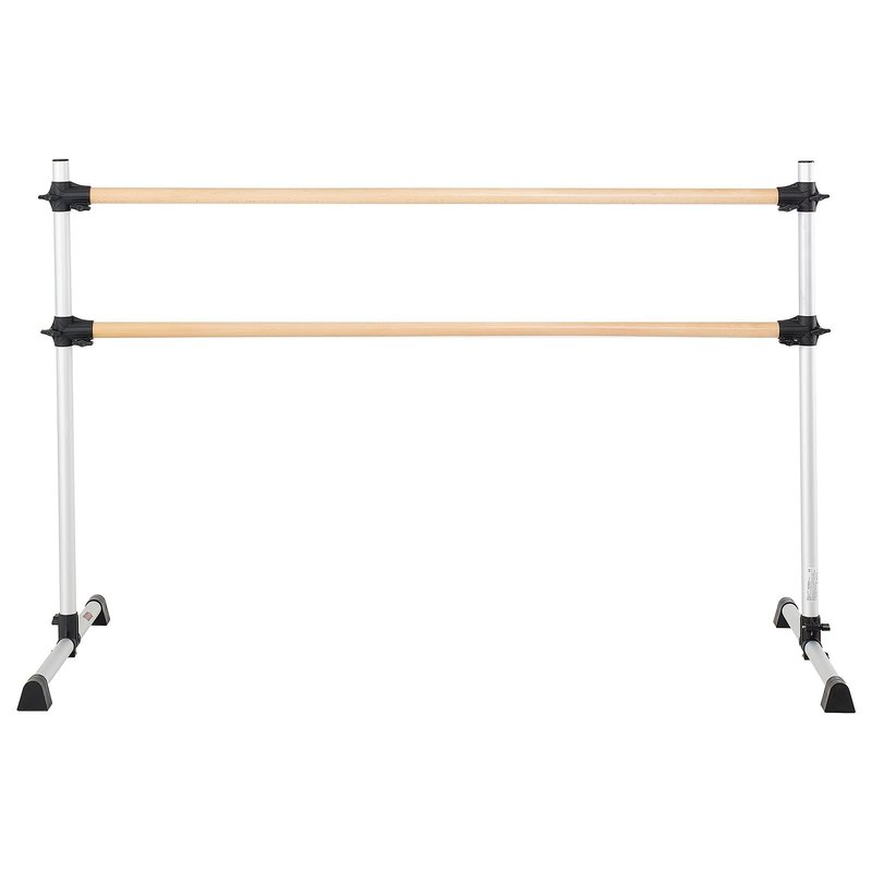 VEVOR Ballet Barre, 6 Ft Double Beechwood Barre Bar for Home, Freestanding Portable Ballet Stretching Dance Bars, Height Adjustable Anti-Wobble Fitness Gym Equipment, for Pilates Balance Workout