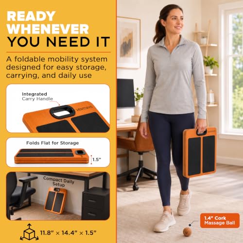 Adjustable Calf Stretch Board with Incline Levels and Cork Ball – Non-Slip Wooden Calf Stretcher