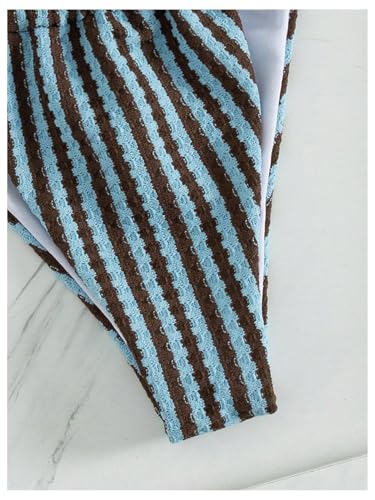 Women's Striped Triangle Cheeky Bikini Set - Small Multicolor