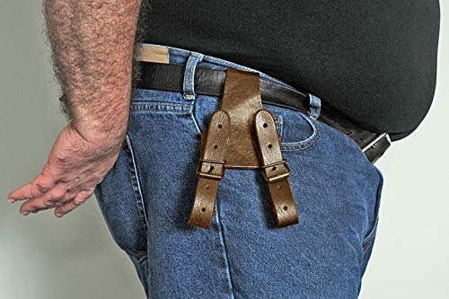 Brown Leather Sword Frog with Adjustable Belt Loop - 8 Inches