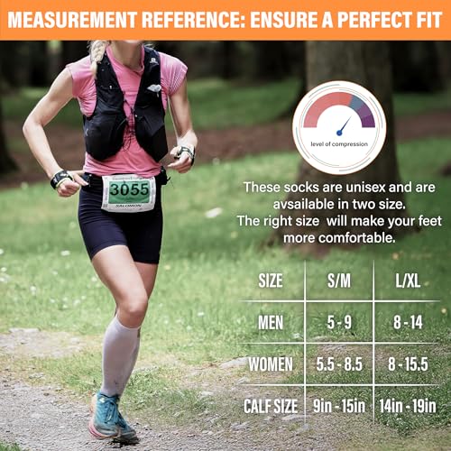 WITHYOU Compression Socks for Men & Women - 15-20 mmHg Support, Black Large-X-Large