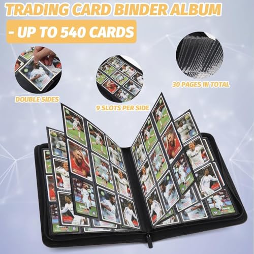 9-Pocket Card Binder for Trading Cards - Premium PU Collection Folder in Grass Green