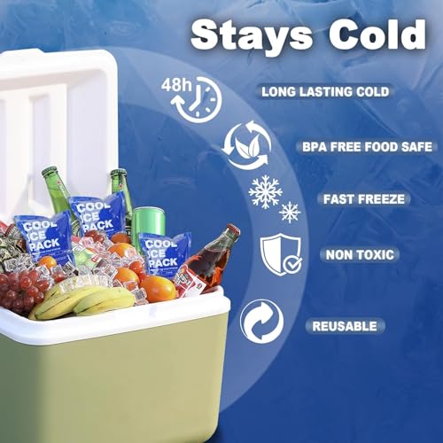 24 Pcs Slim 4x5 Inch Reusable Cold Packs for Coolers & Food Shipping
