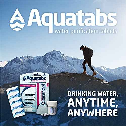 Aquatabs 397mg Water Purification Tablets (100 Pack). Water Filtration System for Camping, Boating, Emergency Water, Survival, and Marine. Easy-to-Use Water Purifier Treatment.