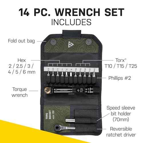 Topeak Torq Rocket MiniX Torque Wrench ? 1?6 Nm Adjustable Ratcheting Bike Tool with 11 Bits, Tire Lever & Carry Case ? Compact Precision Torque Wrench for Road, MTB & Gravel Bikes