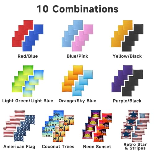 Nattork Cornhole Bags Set of 8 - Premium All Weather Duck Cloth with American Flag Variation