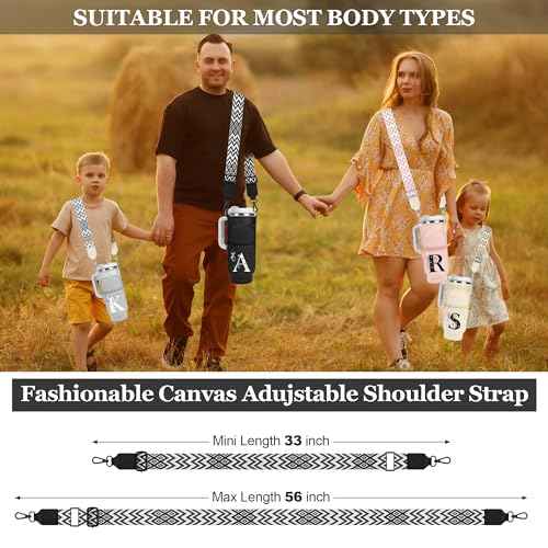 LOKASS Initial Water Bottle Holder with Strap for Stanley Cup 40 oz Tumbler, Personalized A-Z, Water Bottle Carrier Bag with Phone Pocket & Carabiner for Stanley Cup Accessories