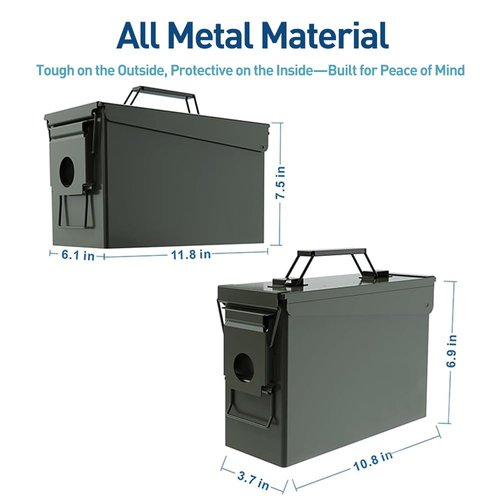 30+50 Ammo Can Waterproof Metal –Army Green Ammo Box Steel –for Shotgun Rifle Nerf Ammunition Suit 2pcs for Men,Gift Boxes for Dad Husband