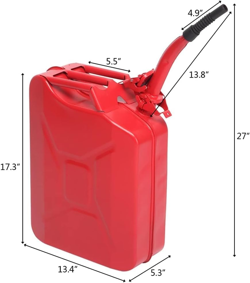 2025 Upgraded Water Container for Camping 20L 5 Gallon Metal Can with Spout for Garden Equipment,Travel and Camping (Red) (4 Pack)
