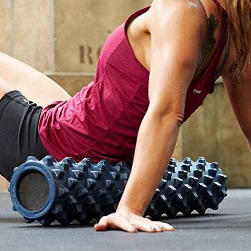 RumbleRoller - Extra Firm Textured Muscle Foam Roller Manipulates Soft Tissue Like A Massage Therapist (Black, Compact)